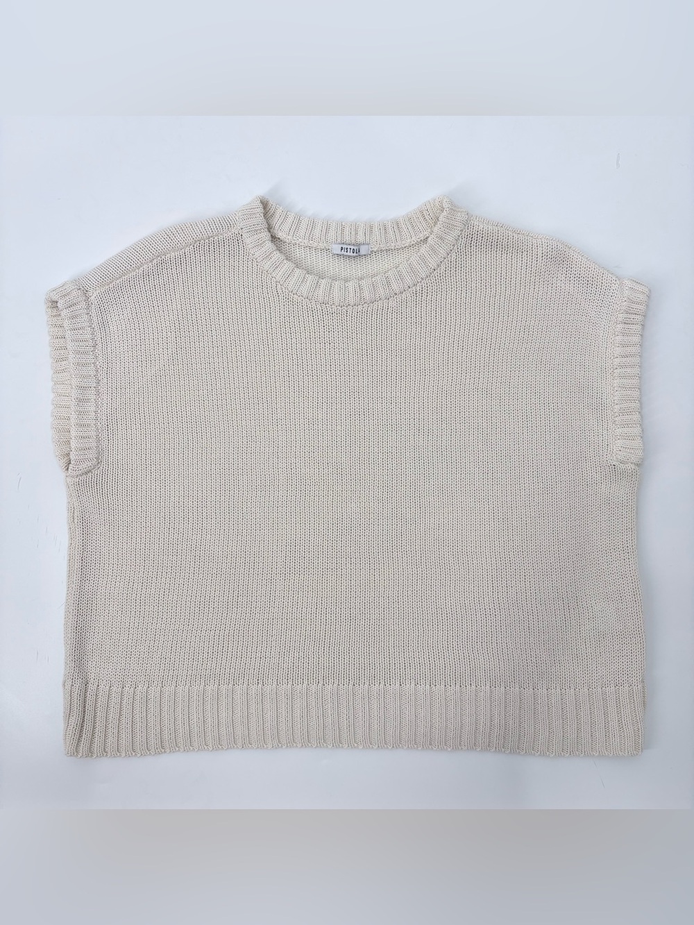 PISTOLA Ivory Cotton Knit Crewneck Sweater Vest